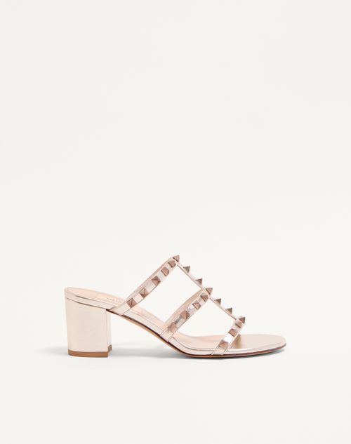 Valentino Garavani - Rockstud Metallic Calfskin Leather Slide Sandal 60 Mm - Skin - Woman - Sandals